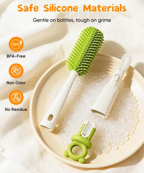 Set 4 1, Bottle Cleaning Brush in Baby Bottle Cleaner Includes Silicone Bottle Brush, Nipple Brush, Detail Brush