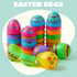 24 3.15'' JOYIN Toy PCs Plastic Printed Bright Easter Eggs, Over Tall Fillable Empty Eggs Bulks for Easter Hunt, Basket