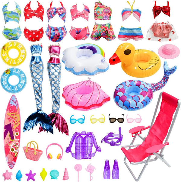 36Pcs Doll Clothes Accessories - Girl Doll Swimsuit Series for 11.5'' Dolls with Beach Accessories Included