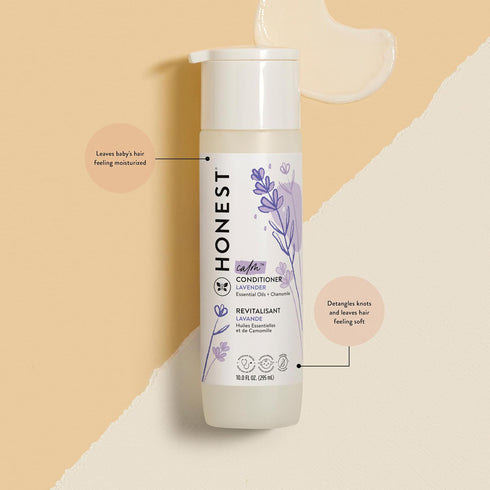 The Honest Company Silicone-Free Conditioner | Gentle for Baby | Naturally Derived, Tear-free, Hypoallergenic | Lavender Calm, 10 fl oz