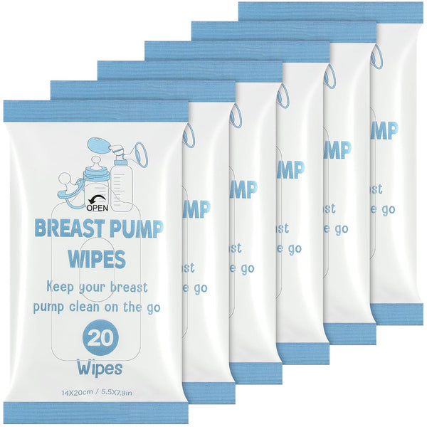 Threlaco 6 Pack 120 Count Breast Pump Wipes Clean and Irritant Free