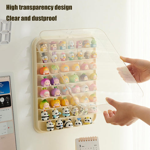 WMM 1.57 Inches Clear Display Case for Minifigure Figures, Wall-Mounted Figures Display Box, Multi Story Minifigure