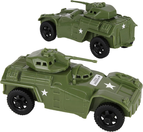 TimMee RECON PATROL Armored Cars, OD Green Plastic Army Men Scout Vehicles