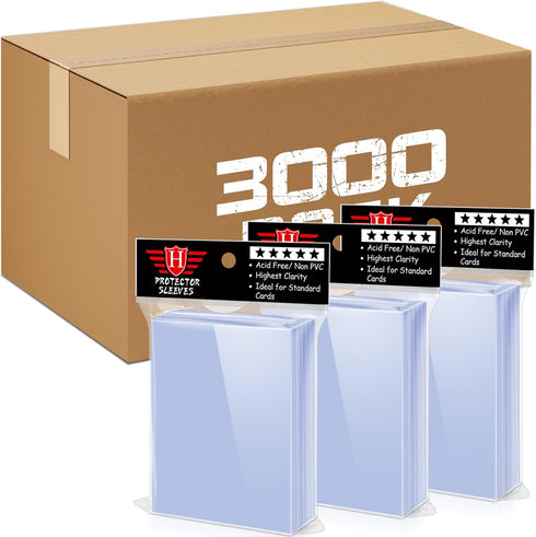 3000 Counts Card Sleeves TopLoaders for Trading Cards, Soft Clear Baseball Card