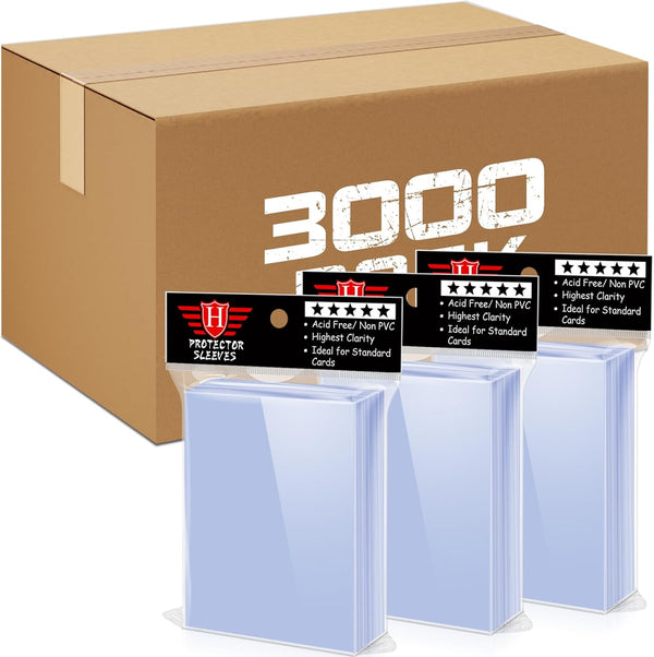 3000 Counts Card Sleeves TopLoaders for Trading Cards, Soft Clear Baseball Card