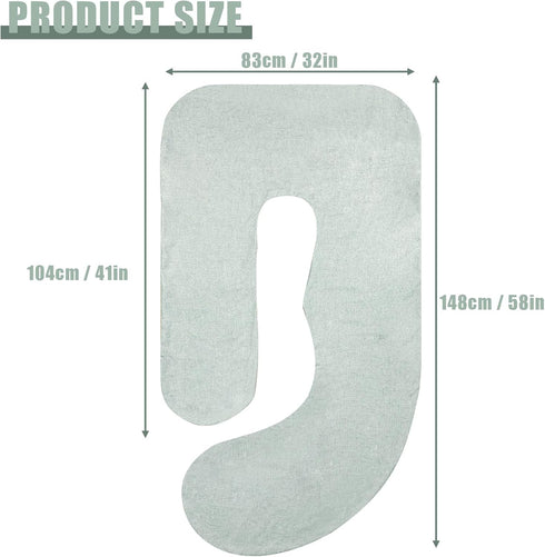 55/58 Inch TANOFAR Pregnancy Pillow Cover J Shaped(ONLY Pillowcase), Super Soft Pillowcase Replacement Cover