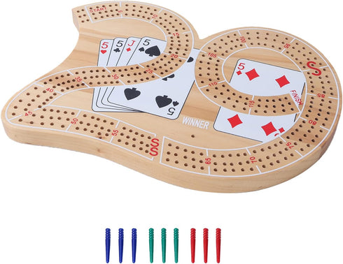 GSE Wooden 3-Track 29 Cribbage Board Game - Classic Three-Person Cribbage for Kids Adults Family Games