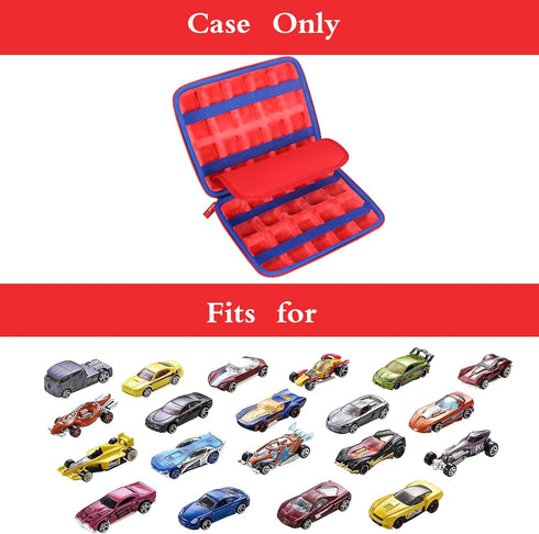 Mchoi Shockproof Carrying Case for Hot Wheels, Toy Car Organizer for 20 Cars, Red Case Only