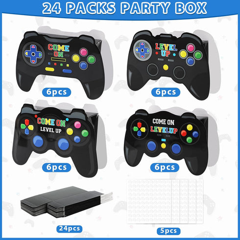 24 Packs Video Game Party Boxes Craft Kit, Gaming Shaped Gifts Boxes for Gamer Party Favor, Birthday Decorations