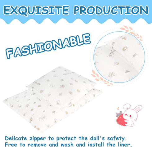 18 Inch Doll Bedding 2 Pc. Set, Reversible Print Baby Doll Bedding with Comforter & Pillow