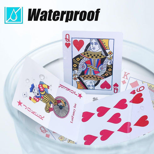 LotFancy Playing Cards, 100% Plastic, Waterproof - 2 Decks of Cards with Plastic Cases, Poker Size Standard Index, for Magic Props, Pool Beach Water Card Games