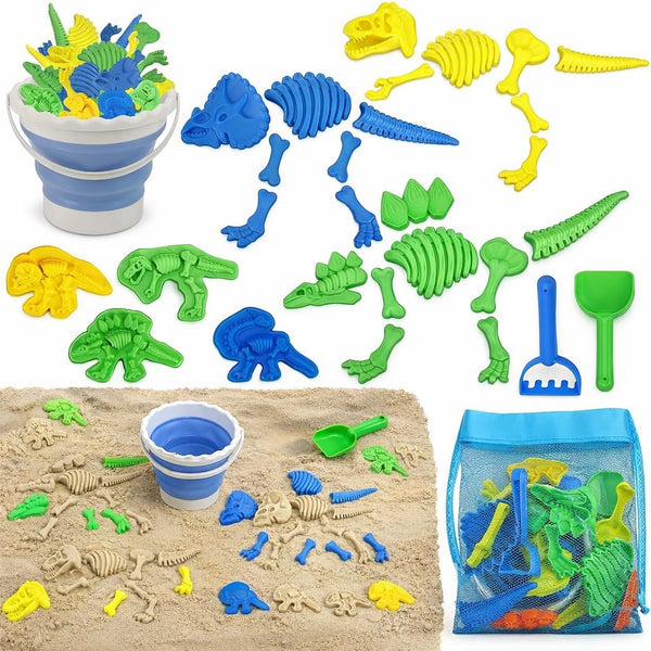 TOY Life 30 Pcs Dinosaur Fossil Beach Toys for Kids Ages 4-8