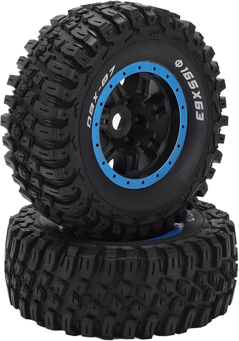 RC Rubber Tire Set 165mm Diameter Wheel Tire for Racing 1/7 RC Car Upgrade Part (Blue)