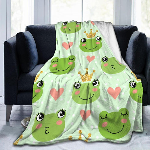 Cute Frogs Prince Baby Blankets - Soft Warm Fuzzy Plush Bed Throw for Newborn Infant Toddler Girls Boys Kids, 30"x40"