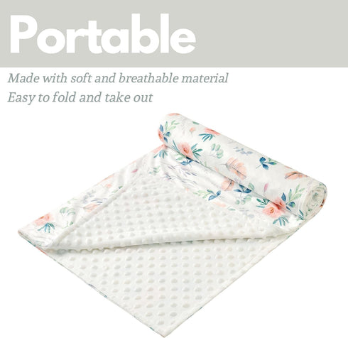 Baby Plush Minky Blanket, Double Layer with Dotted Backing for Baby Girl or Boy, Green Leaf