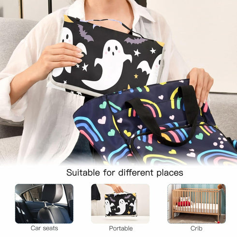 Kigai Halloween Boo Portable Changing Pad Travel Waterproof Foldable Baby Changing Pad Baby Diaper Mat for Newborn