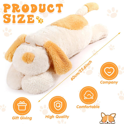 Queekay Giant Dog Stuffed Animal Plush Toy, Body Hugging Pillow for Birthday Gifts (Beige, 23.6 Inch)