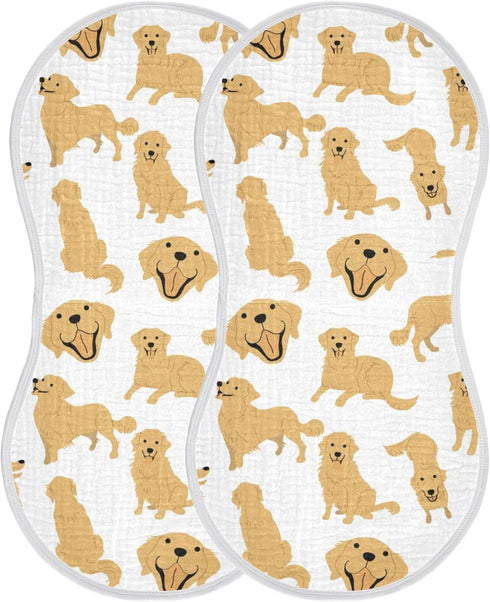 YYZZH Golden Retriever Dog Muslin Burp Cloths for Baby 2 Pack Soft 100%