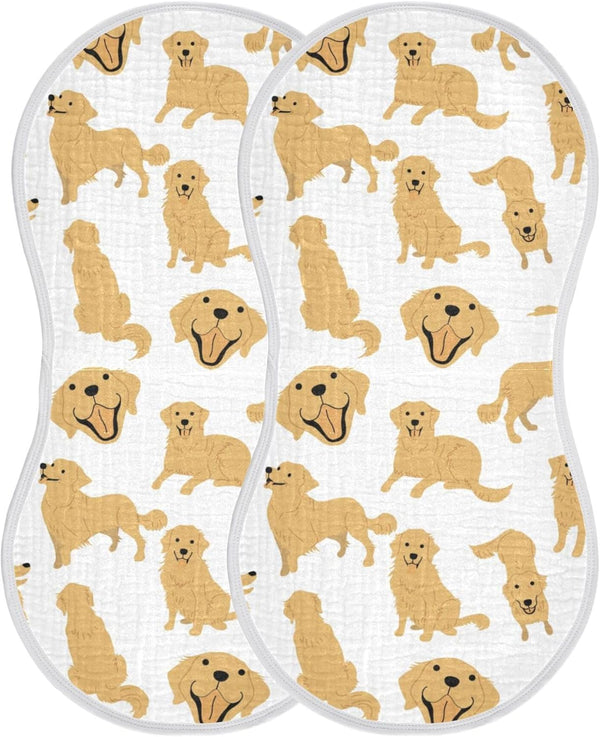 YYZZH Golden Retriever Dog Muslin Burp Cloths for Baby 2 Pack Soft 100%