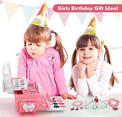 Kids Makeup Kit for Girls, Real Washable Makeup Toys, Princess Birthday Gift, Makeup Vanities for Ages 4-9