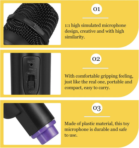 Ipetboom Simulated Microphone Toy, 1 Pc Fake Mic for Pretend Play, Fun Karaoke Prop for Birthday Party Favors