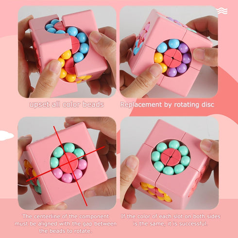 YUDANSI Magic Bean Puzzle Toy, Rotating Cube Educational Puzzle, Brain Teaser Game for Kids