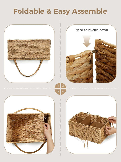 Diaper Caddy Organizer, Hand Rattan Nursery Storage Basket for Baby Essentials, Baby Changing Table Organizer Perfect