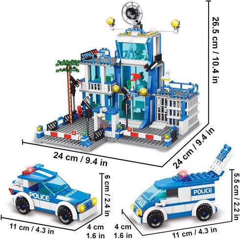 MindBox City Police Station Building Sets, 570pcs City Police Sets Toy Building Bricks Kit for Boys