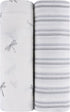 2-Pack 100% 47x47 Ely's & Co. Muslin Swaddle Blankets for Baby Boy, Cotton Muslin Extra Large Swaddle Receiving