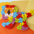 LovesTown Lion Wooden Puzzle, 26PCS Jigsaw Puzzle with Alphabet and Number Blocks for Preschool Education