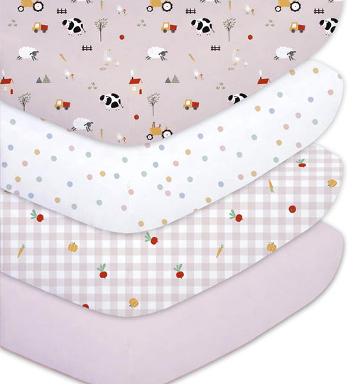 Little Grape Land Toddler Sheets 4 Pack Baby Crib Sheets Fitted for