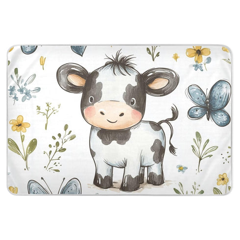 siphylline Cartoon Cute Cow White Extra Large Resuable Toddler Mattress Pads Water Resistant
