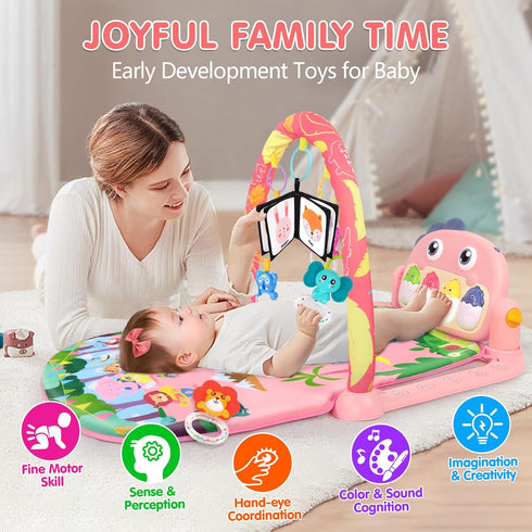 UMIKU Tummy 0-6 6-12 Baby Play Mat Baby Time Mat Infant Newborn Musical Activity Center with High-Contrast Piano Music