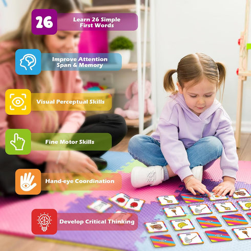 Game,52 Aizweb First Words Match Game,Memory Pcs Toddler Baby Flash Cards,Educational Toys for Pre K Preschool