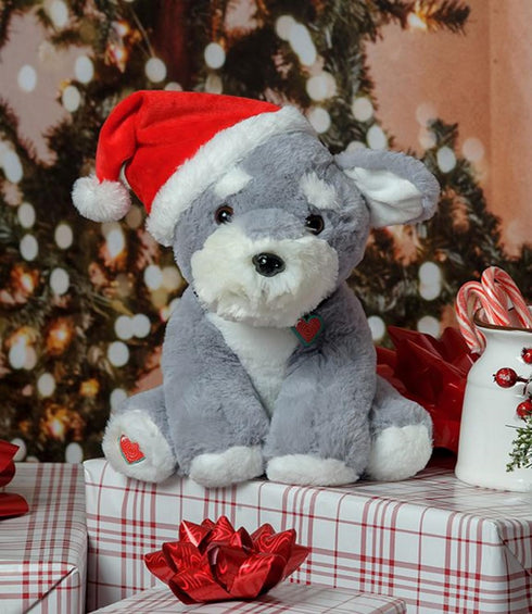 My Baby's Heartbeat Bear Recordable Stuffed Animal, 20 sec Heart Voice Recorder for Ultrasounds, Schnauzer