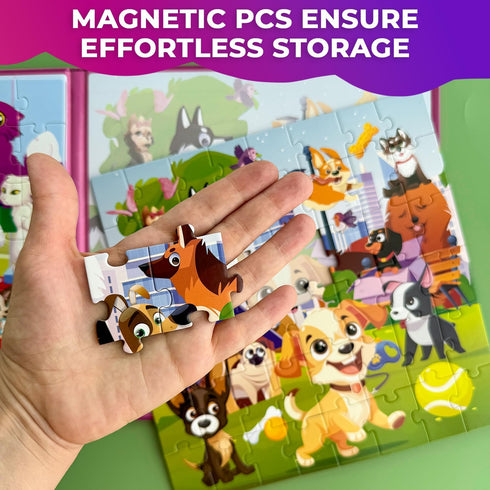 QUOKKA Magnetic Puzzles for Toddlers 2-4, 2x48 Travel Puzzle Games for Kids Ages 3-5, Learning Magnet Toy