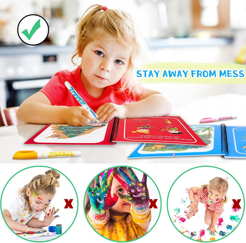 Dduolammng 12 Pack Water Coloring Books, Reusable Water Doodle Book Toys for Toddlers Educational Learning Kits