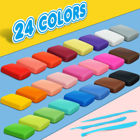 ESSENSON Magic Clay - Air Dry Clay 24 Colors, Modeling Clay for Kids with Tools, Soft & Ultra Light, Toys Gifts for Age 3 4 5 6 7 8+ Years Old Boys Girls Kids by ESSENSON