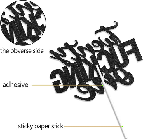 Twenty One Black Glitter Cake Toppers for 21st Birthday Party Decorations Supplies