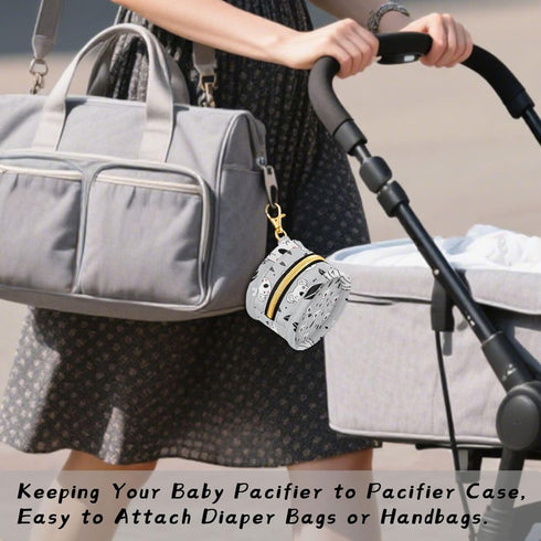 PYBUG Koalas Round Pacifier Storage Case, Polyester & TPU Lined with Hook Buckle, Pacifier Container Box for Baby