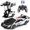 Transform RC Cars for Boys 4-12 - 2.4Ghz 1:18 Scale Remote Control Car Transforming Robot Toy Gifts for Boys 3-5, White
