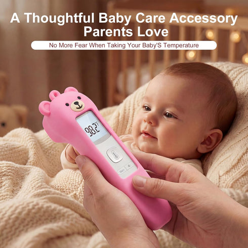 Zalcerin Cute Bear Silicone Thermometer Case Compatible with GoodBaby No-Touch Thermometer, Soft Anti-Drop Protective