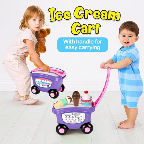 Counter Set 3 4 5 6 Torlam Ice Cream Cart for Kids Toys, Pretend Play Food Toys Ice Cream Shop Play Scoop and Cone