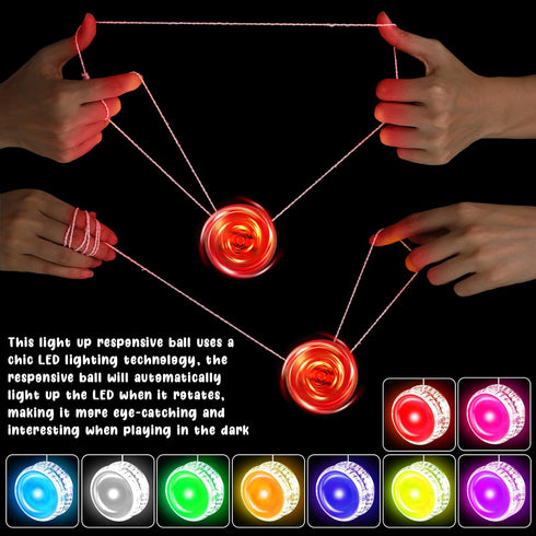 54 Pieces LED Light Up Yo Yo for Kids, Colorful Plastic Responsive Trick Ball for Beginner Birthday Party Favors