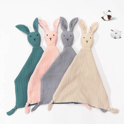 ZIGJOY Bunny Lovey Muslin Cotton Baby Security Blanket Soft Breathable Lovies for Babies Gifts for Newborn Infant