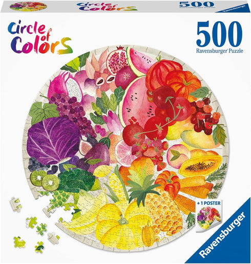 Ravensburger Circle of Colors: 500 Piece Round Jigsaw Puzzle for Adults & Kids - Fruits and Vegetables | Unique