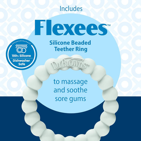 100% Set 0m+ Dr. Brown's Lovey Blanket with Teether Ring and HappyPaci Silicone One-Piece Pacifier, Soothing Security