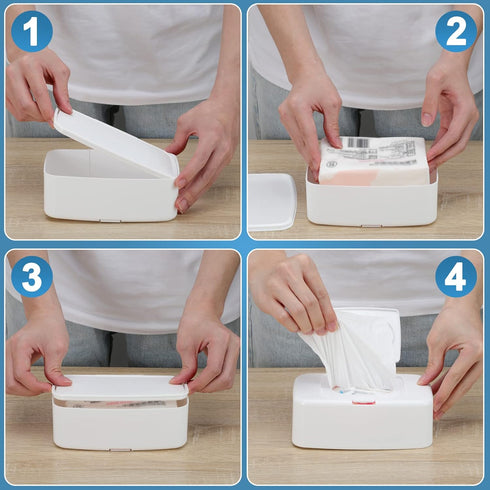 Rarowanti 2 Pack Wipes Dispenser, Small Wipes Case with Lid, Wet and Dry Tissue Box, Dustproof Wipe Container