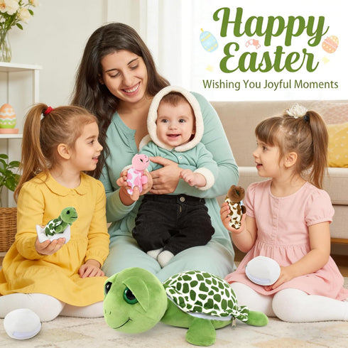 14'' Mommy 3 2 Tummy, MorisMos Sea Turtle Stuffed Animal with Babies, Stuffed Turtle with Babies & Plush Eggs