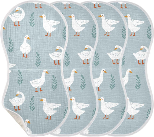 Set 4 Pack vvfelixl Baby Burp Cloths White Gooses Baby Newborn Cotton Burping Cloths Baby Washcloths